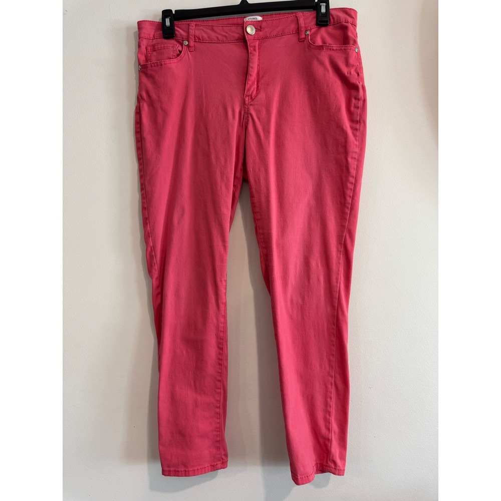 Crown & Ivy Colored Denim Slim Pants Women‎ Size 12 Pink Stretch Ankle Length